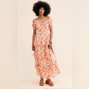 ASTR THE LABEL - Orange Viona Floral Maxi Dress, Small